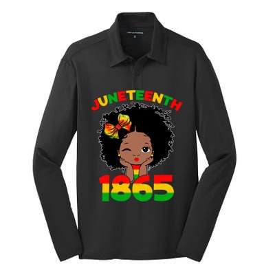 Juneteenth 1865 Freedom Independence Melanin African Gift Silk Touch Performance Long Sleeve Polo