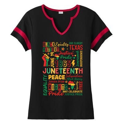 Juneteenth 1865 Freedom Equality Awareness Ladies Halftime Notch Neck Tee