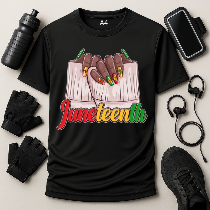 Juneteenth 1865 Finger Nails Manicure Cooling Performance Crew T-Shirt
