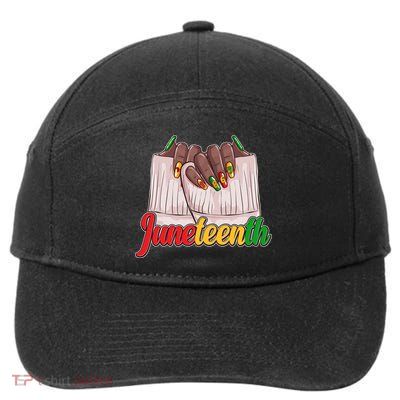 Juneteenth 1865 Finger Nails Manicure 7-Panel Snapback Hat