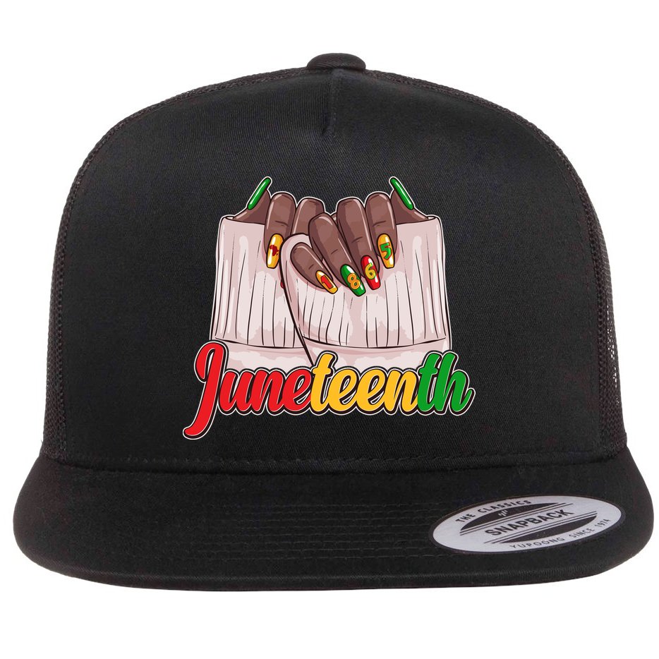 Juneteenth 1865 Finger Nails Manicure Flat Bill Trucker Hat