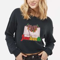 Juneteenth 1865 Finger Nails Manicure Cropped Pullover Crew
