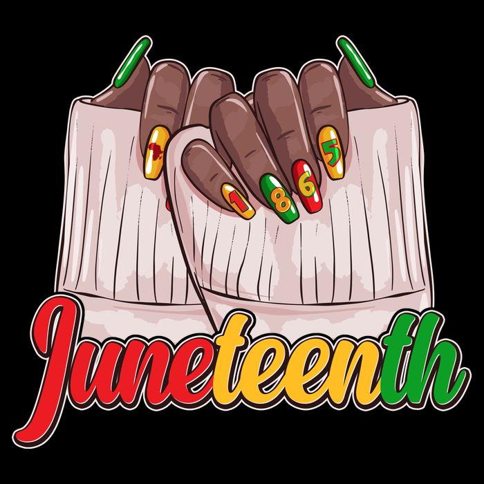 Juneteenth 1865 Finger Nails Manicure Cropped Pullover Crew