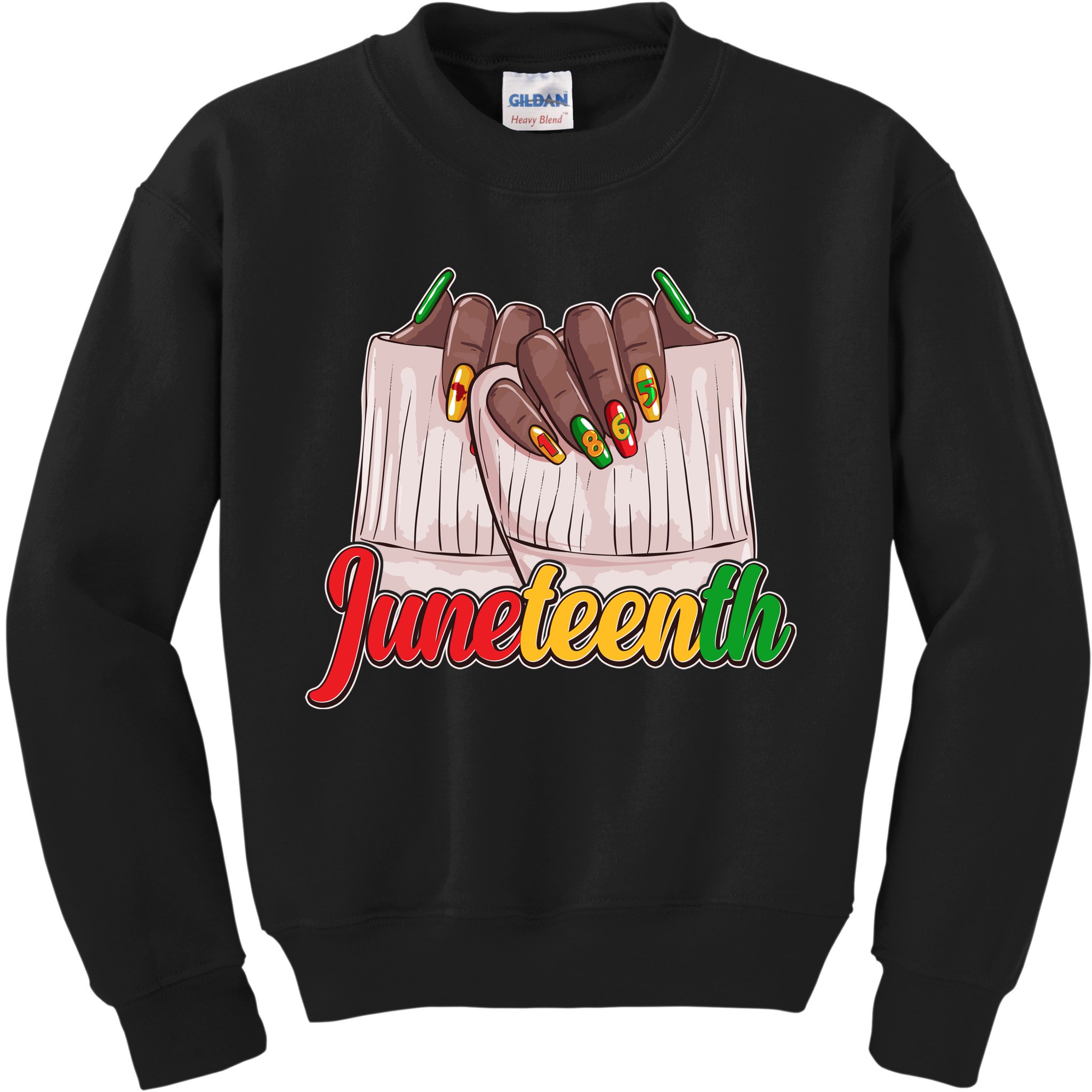 Juneteenth 1865 Finger Nails Manicure Kids Sweatshirt