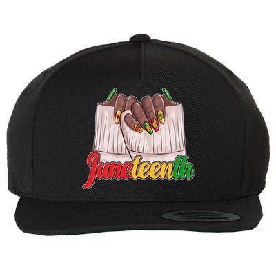 Juneteenth 1865 Finger Nails Manicure Wool Snapback Cap