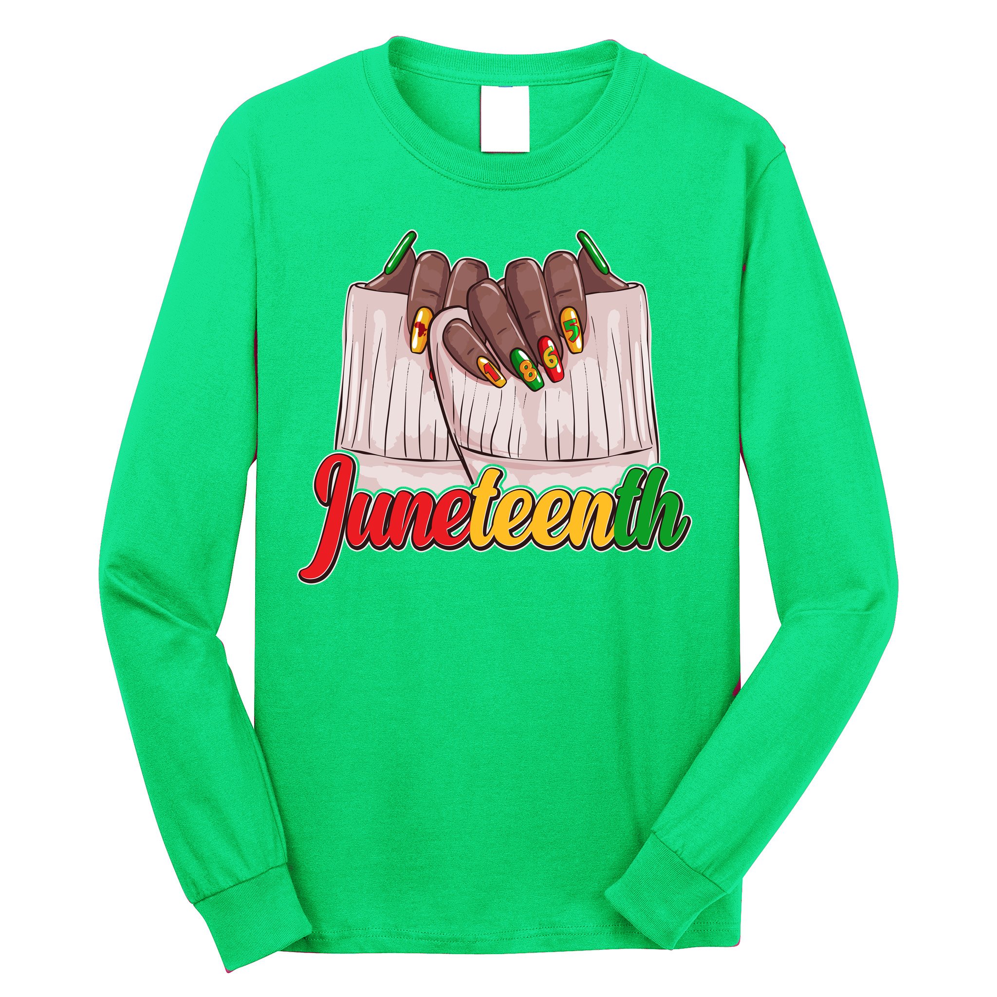 Juneteenth 1865 Finger Nails Manicure Long Sleeve Shirt