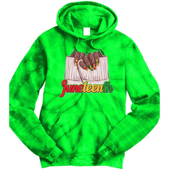 Juneteenth 1865 Finger Nails Manicure Tie Dye Hoodie