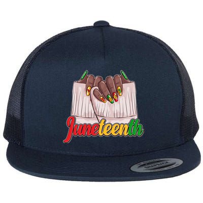 Juneteenth 1865 Finger Nails Manicure Flat Bill Trucker Hat