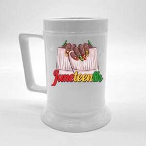 Juneteenth 1865 Finger Nails Manicure Beer Stein