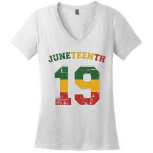 Juneteenth 19 for african independence and freedom 1865 Women's V-Neck T-Shirt