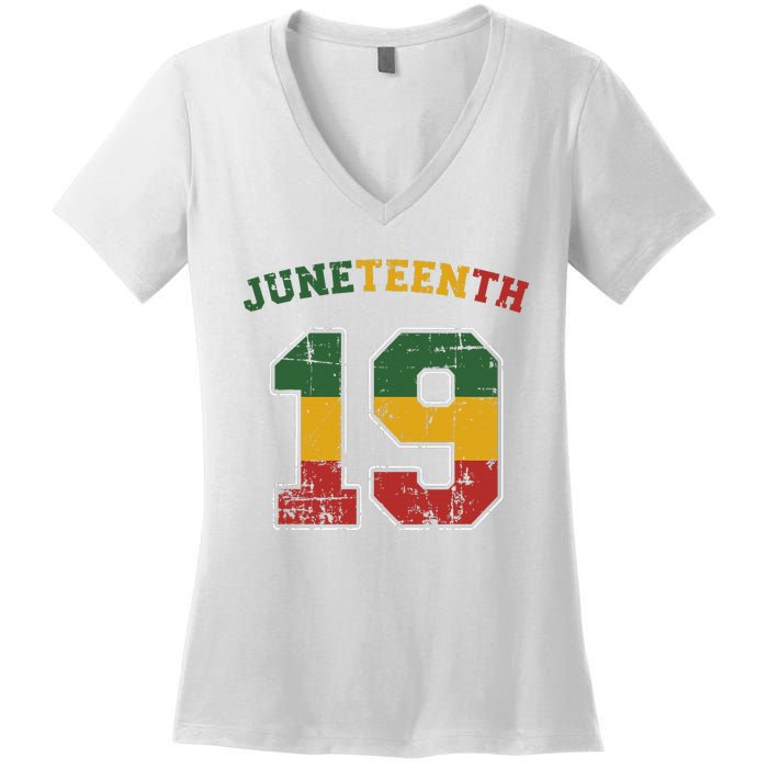 Juneteenth 19 for african independence and freedom 1865 Women's V-Neck T-Shirt