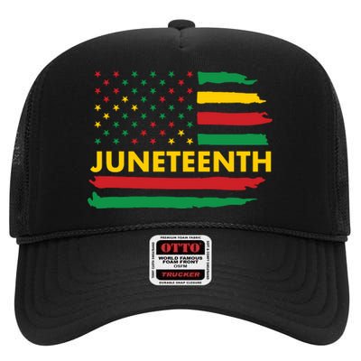 Juneteenth American Flag High Crown Mesh Back Trucker Hat