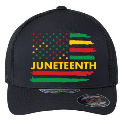 Juneteenth American Flag Flexfit Unipanel Trucker Cap