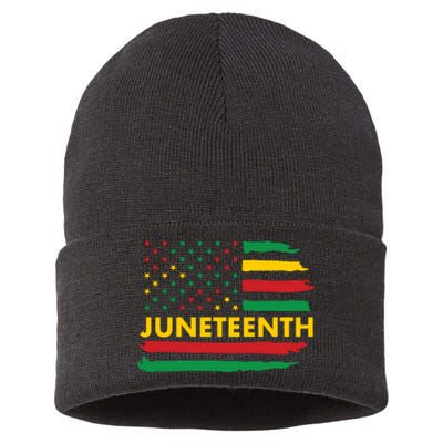 Juneteenth American Flag Sustainable Knit Beanie