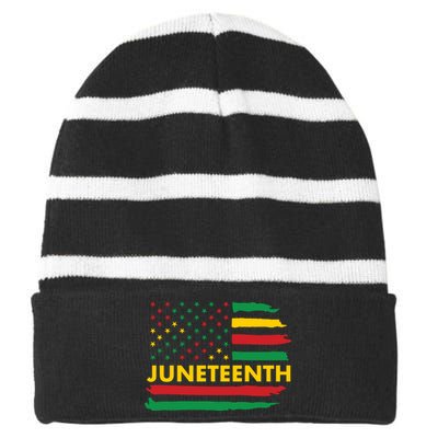 Juneteenth American Flag Striped Beanie with Solid Band