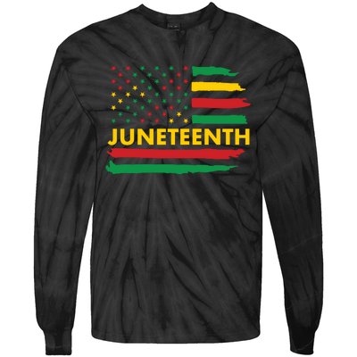 Juneteenth American Flag Tie-Dye Long Sleeve Shirt