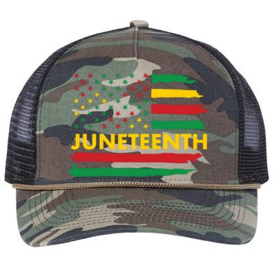 Juneteenth American Flag Retro Rope Trucker Hat Cap