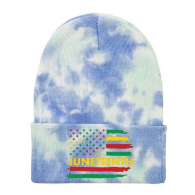 Juneteenth American Flag Tie Dye 12in Knit Beanie