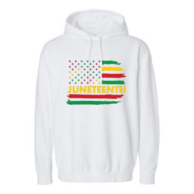 Juneteenth American Flag Garment-Dyed Fleece Hoodie