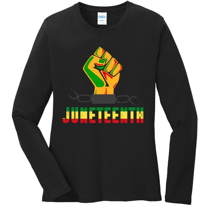 Juneteenth 1865 Hands In Chain Ladies Long Sleeve Shirt