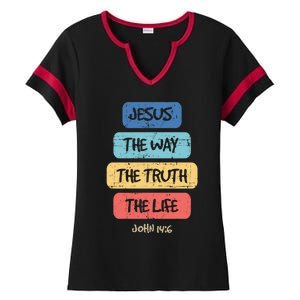 John 14:6 Jesus The Way Truth Life Bible Lover Christian Gift Ladies Halftime Notch Neck Tee