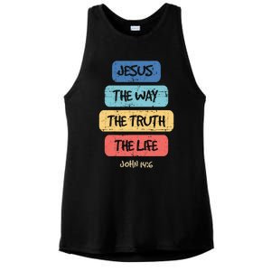 John 14:6 Jesus The Way Truth Life Bible Lover Christian Gift Ladies PosiCharge Tri-Blend Wicking Tank