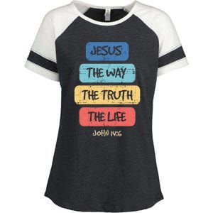 John 14:6 Jesus The Way Truth Life Bible Lover Christian Gift Enza Ladies Jersey Colorblock Tee