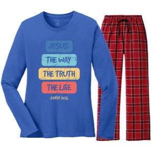 John 14:6 Jesus The Way Truth Life Bible Lover Christian Gift Women's Long Sleeve Flannel Pajama Set 