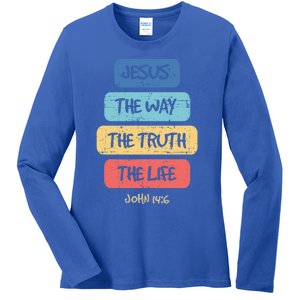 John 14:6 Jesus The Way Truth Life Bible Lover Christian Gift Ladies Long Sleeve Shirt