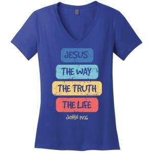 John 14:6 Jesus The Way Truth Life Bible Lover Christian Gift Women's V-Neck T-Shirt