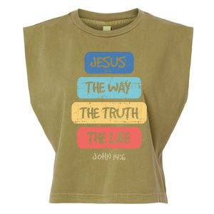 John 14:6 Jesus The Way Truth Life Bible Lover Christian Gift Garment-Dyed Women's Muscle Tee