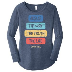 John 14:6 Jesus The Way Truth Life Bible Lover Christian Gift Women's Perfect Tri Tunic Long Sleeve Shirt