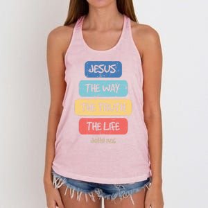 John 14:6 Jesus The Way Truth Life Bible Lover Christian Gift Women's Knotted Racerback Tank