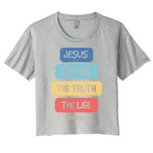 John 14:6 Jesus The Way Truth Life Bible Lover Christian Gift Women's Crop Top Tee