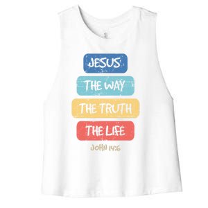 John 14:6 Jesus The Way Truth Life Bible Lover Christian Gift Women's Racerback Cropped Tank