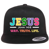 John 146 Jesus Is The Way Truth And Life His Banner Is Love Flat Bill Trucker Hat