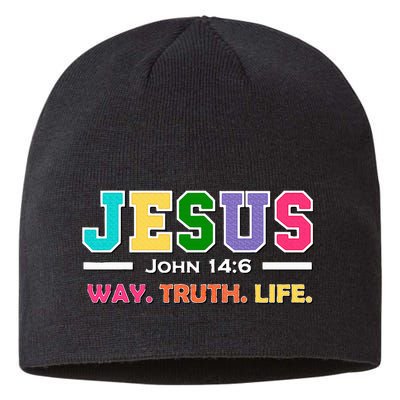 John 146 Jesus Is The Way Truth And Life His Banner Is Love Sustainable Beanie