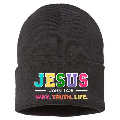 John 146 Jesus Is The Way Truth And Life His Banner Is Love Sustainable Knit Beanie
