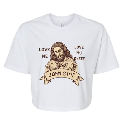 JOHN21 17 Jesus Love Me Love Christian Bella+Canvas Jersey Crop Tee