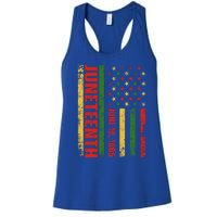 Juneteenth 1865 Melanin American Flag Black History Freedom Cute Gift Women's Racerback Tank