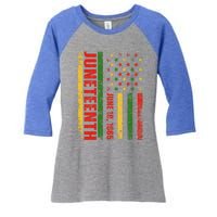 Juneteenth 1865 Melanin American Flag Black History Freedom Cute Gift Women's Tri-Blend 3/4-Sleeve Raglan Shirt