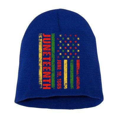 Juneteenth 1865 Melanin American Flag Black History Freedom Cute Gift Short Acrylic Beanie