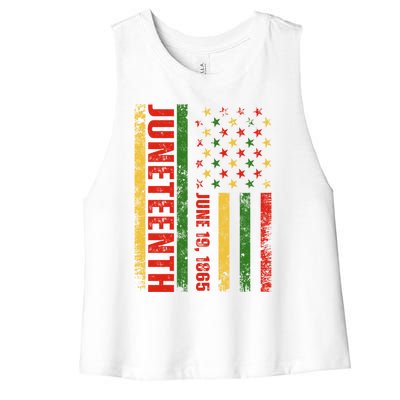 Juneteenth 1865 Melanin American Flag Black History Freedom Cute Gift Women's Racerback Cropped Tank