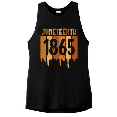 Juneteenth 1865 Melanin Drip Black Pride Women Ladies PosiCharge Tri-Blend Wicking Tank