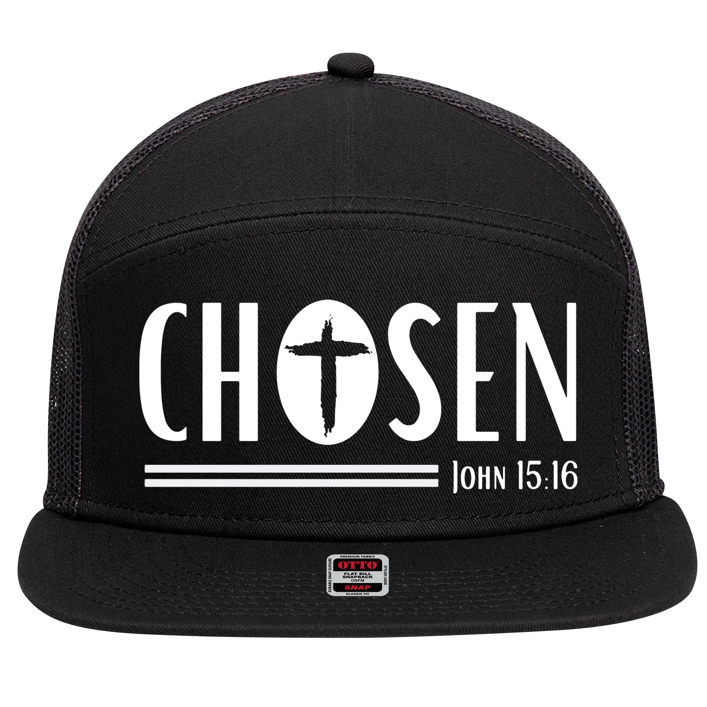 John 1516 Pullover Chosen Christian Streetwear 7 Panel Mesh Trucker Snapback Hat