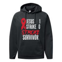 Jesus 1 Stroke 0 Stoke Awareness Stroke Survivor Performance Fleece Hoodie