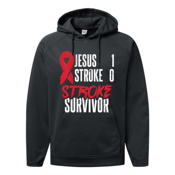 Jesus 1 Stroke 0 Stoke Awareness Stroke Survivor Performance Fleece Hoodie