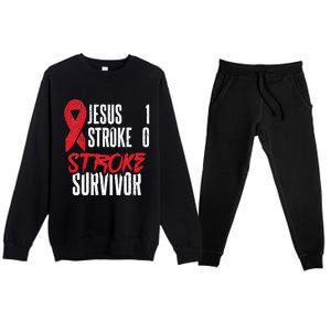 Jesus 1 Stroke 0 Stoke Awareness Stroke Survivor Premium Crewneck Sweatsuit Set