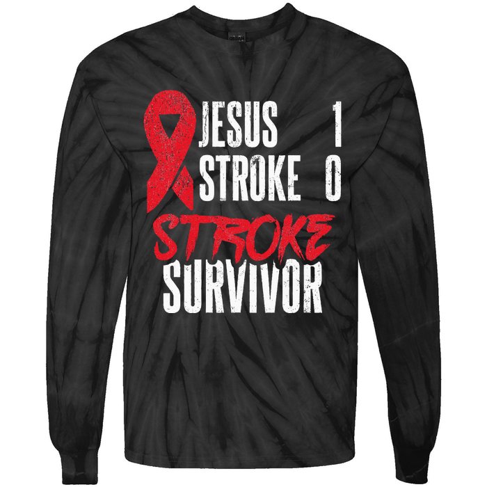 Jesus 1 Stroke 0 Stoke Awareness Stroke Survivor Tie-Dye Long Sleeve Shirt