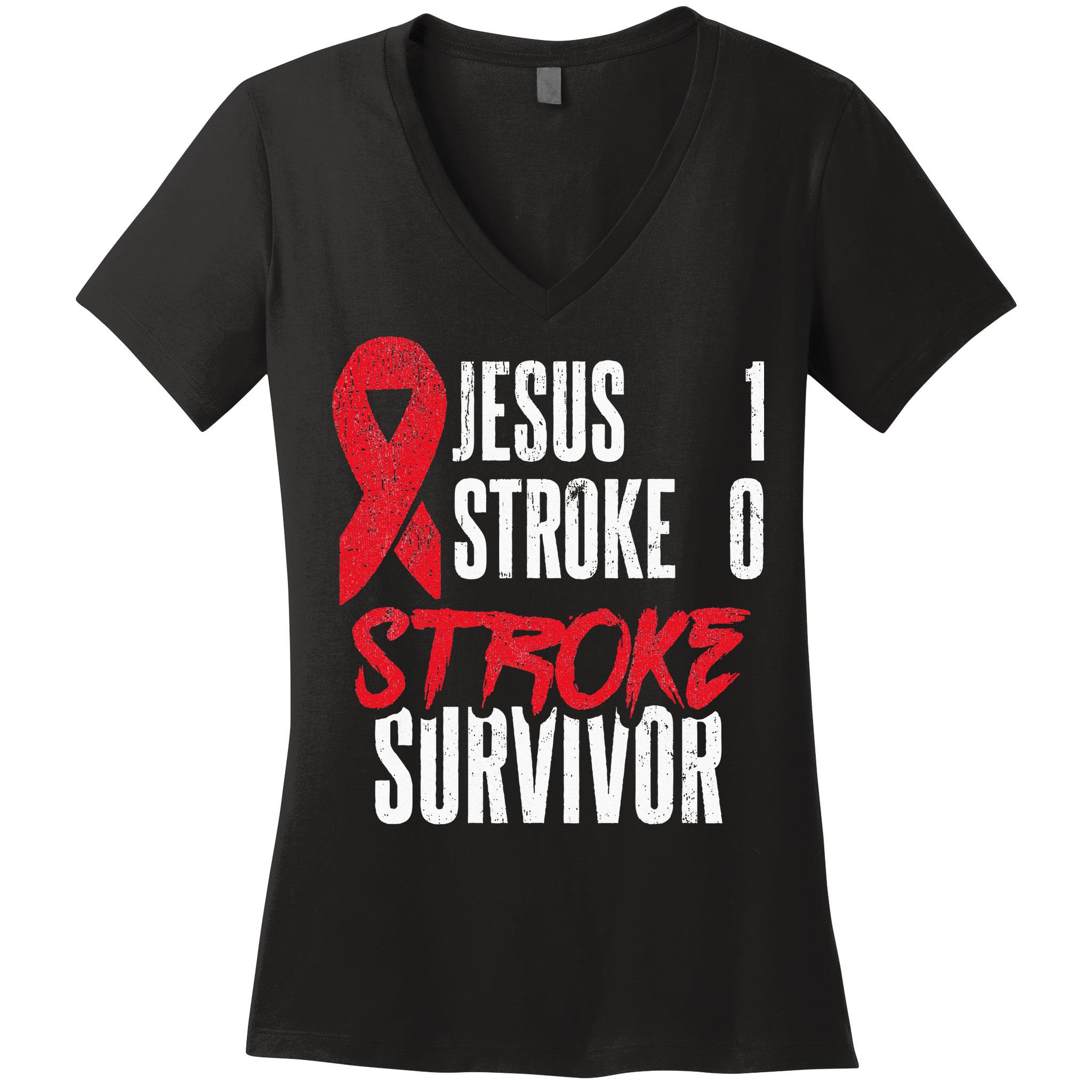 Jesus 1 Stroke 0 Stoke Awareness Stroke Survivor Women's V-Neck T-Shirt